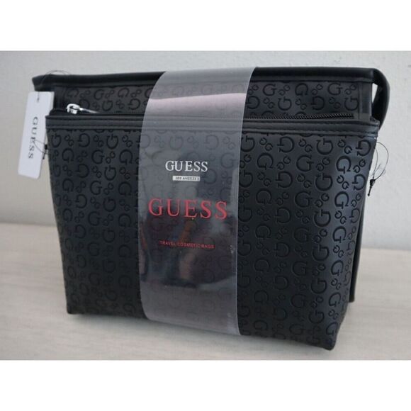 Guess E8930412 Women's Black Crimson Debossed Cosmetic Make Up Travel Cases - Picture 3 of 16